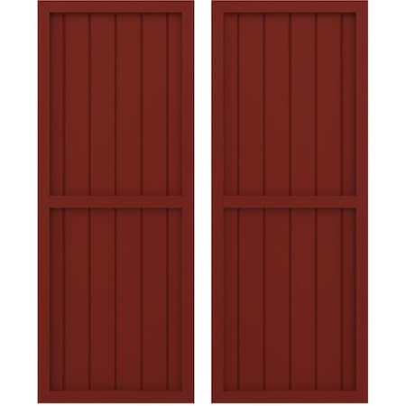 Americraft 6-Board Exterior Wood 2 Equal Panel Framed Board-n-Batten Shutters, ARW101BF621X59MRH